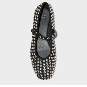 A New Day Rhinestone Embellished Black Mary Jane Flats